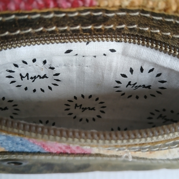 Myra Bag Midsummer Pouch Upcycled Cotton & Leather Coastal Cowgirl - Picture 14 of 15